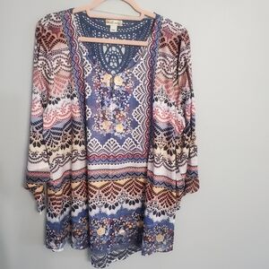 World Unity Woman's TunicTop Colorful Boho Festival Beach Florida Resortwear XXL